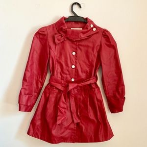 Girls Fashion Red Trench Coat/Rain Jacket